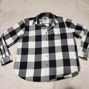Old Mill Men's Flannel XL White Black Collared Cotton Blend Button Up